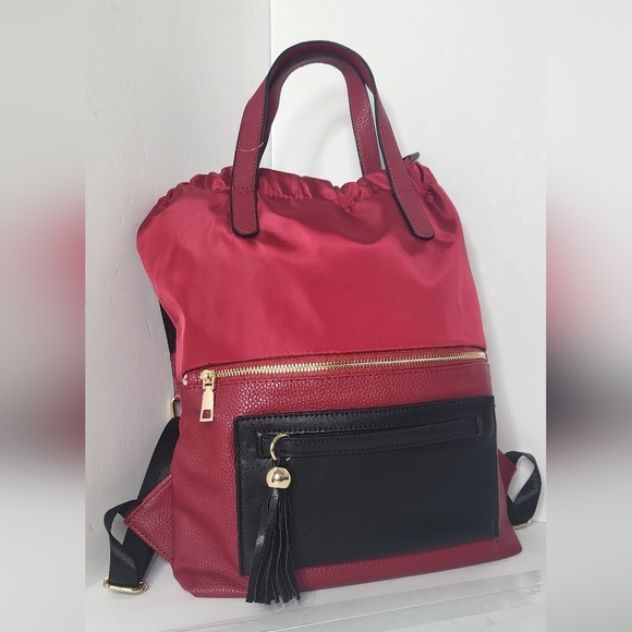 A R New York Women's Red Nylon Backpack - Picture 2 of 10